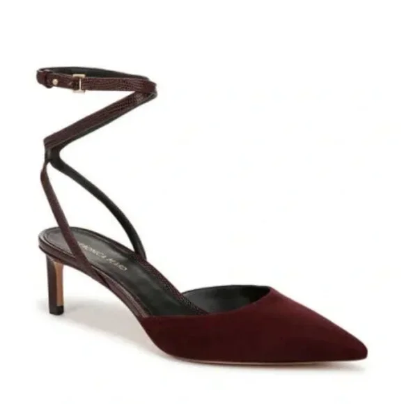NIB$395 VERONICA BEARD Colette Wraparound Ankle Strap Point Toe Pump In Acai 5.5